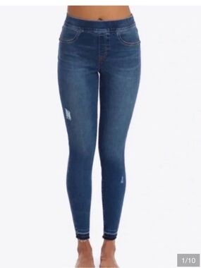 SPANX Raw Hem Distressed Blue Jeggings size L